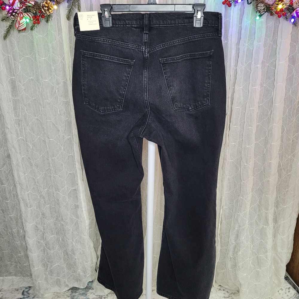 Universal Thread Black High Rise Stretch Wide Leg Flare Jeans Size 14 Short - Picture 2 of 6